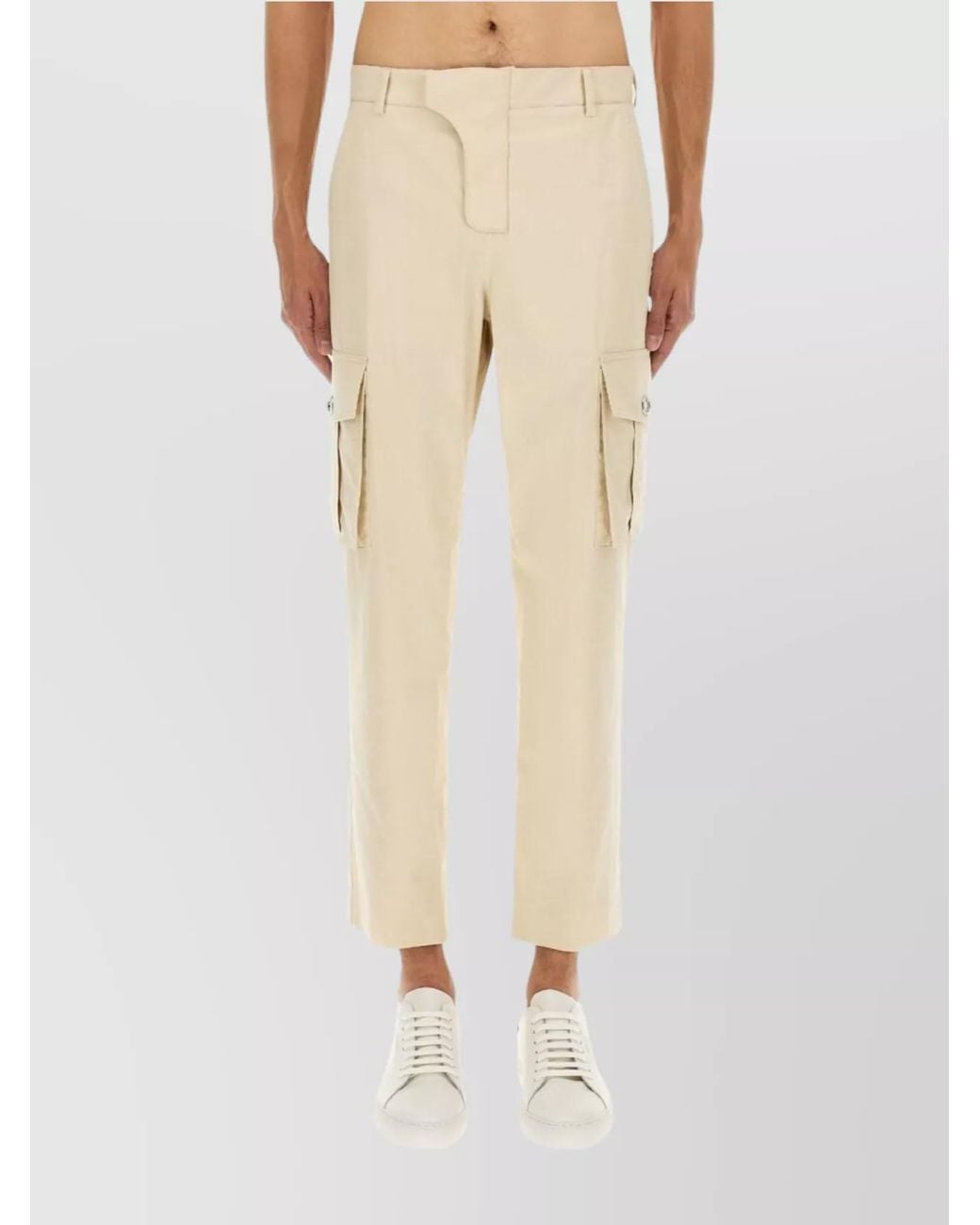 Balmain Natural Cotton Straight-Leg Cropped Cargo Trousers for men