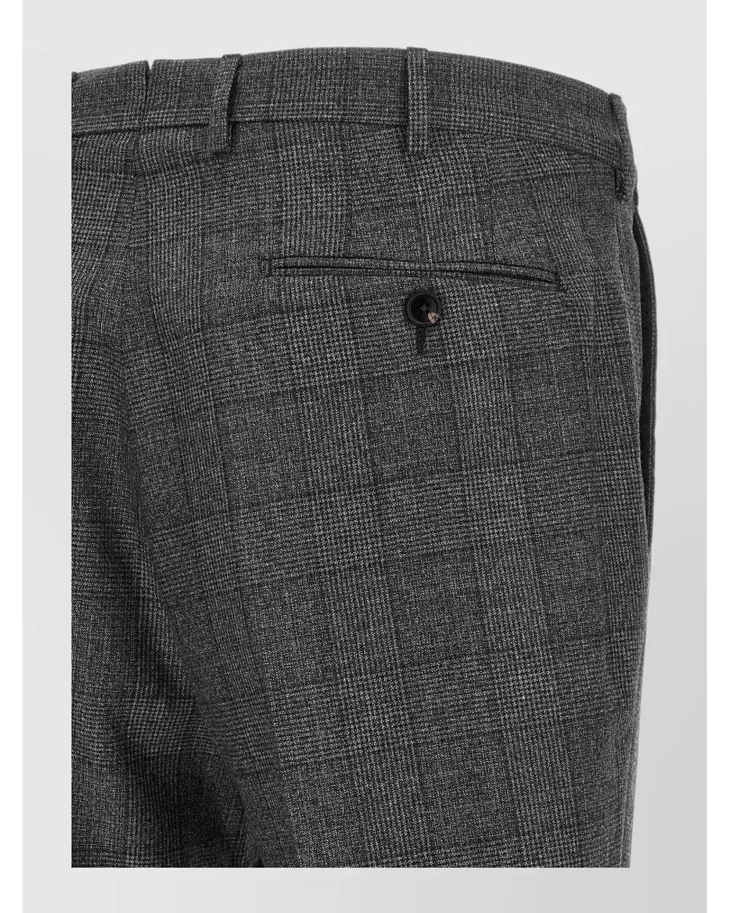 Zegna Gray Checked Wool Straight-Leg Tailored Trousers for men