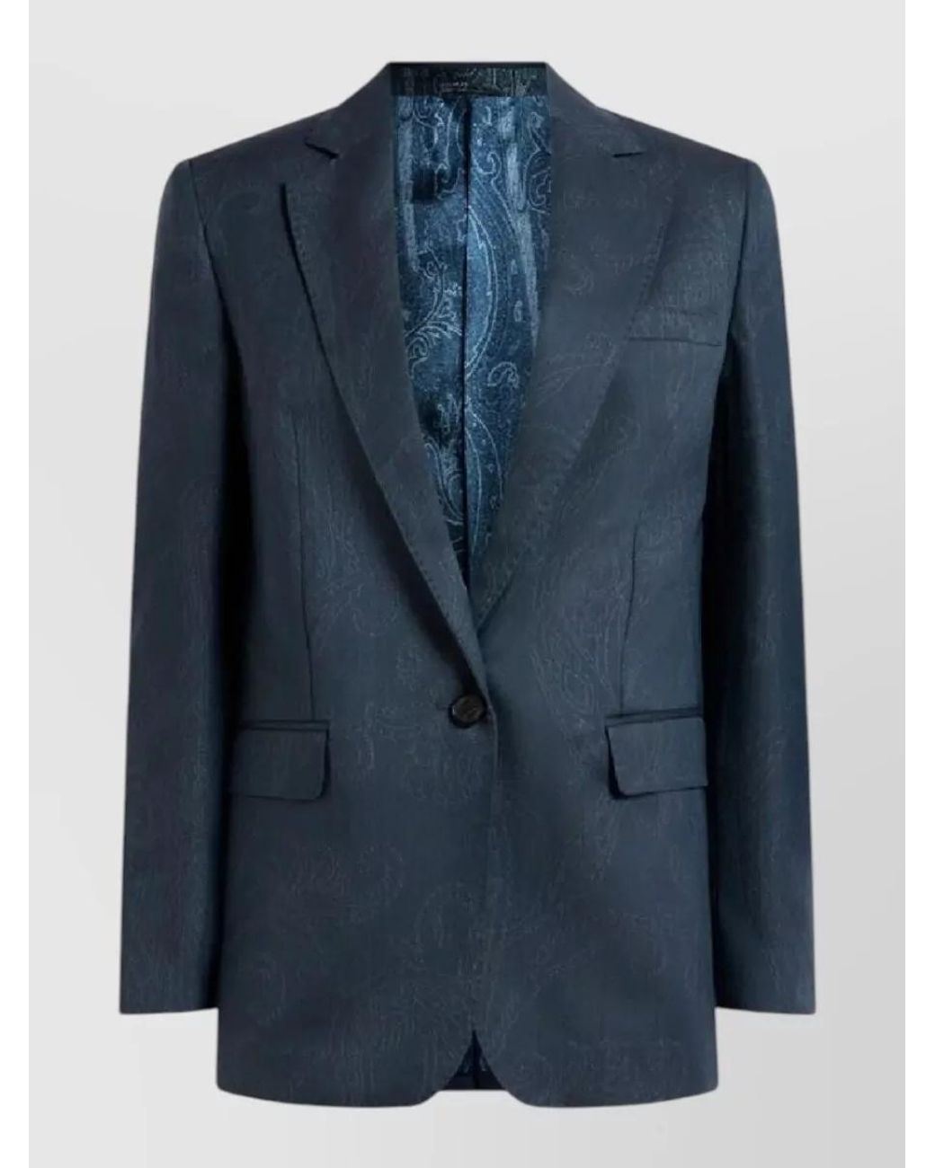 Etro Blue Wool Tailored Blazer