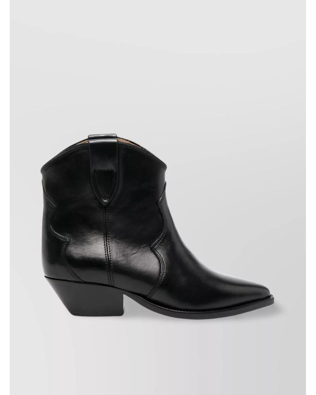 Isabel Marant Black Leather Cowboy Ankle Boots