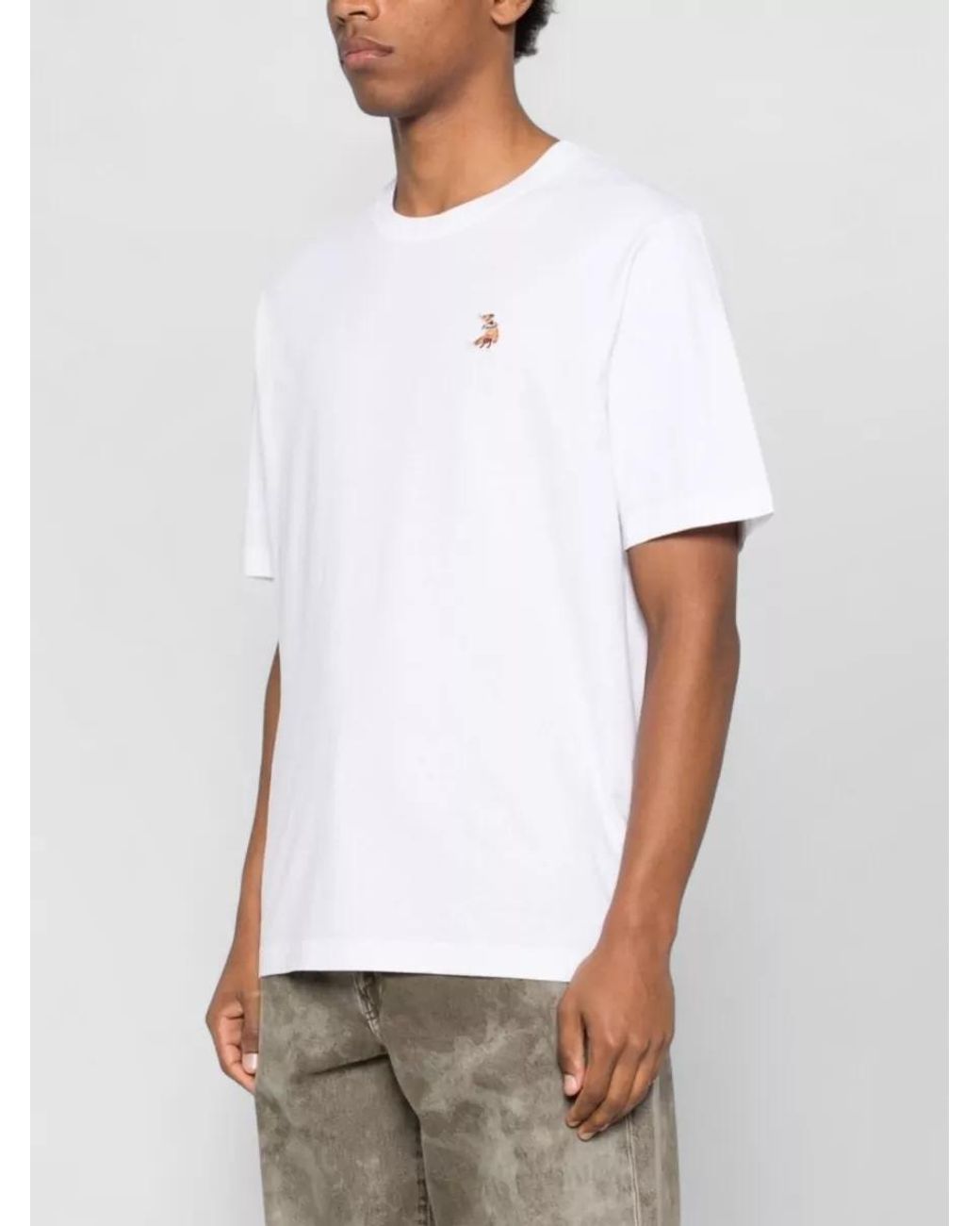 Maison Kitsuné White Organic Cotton Relaxed Fit T-Shirt for men