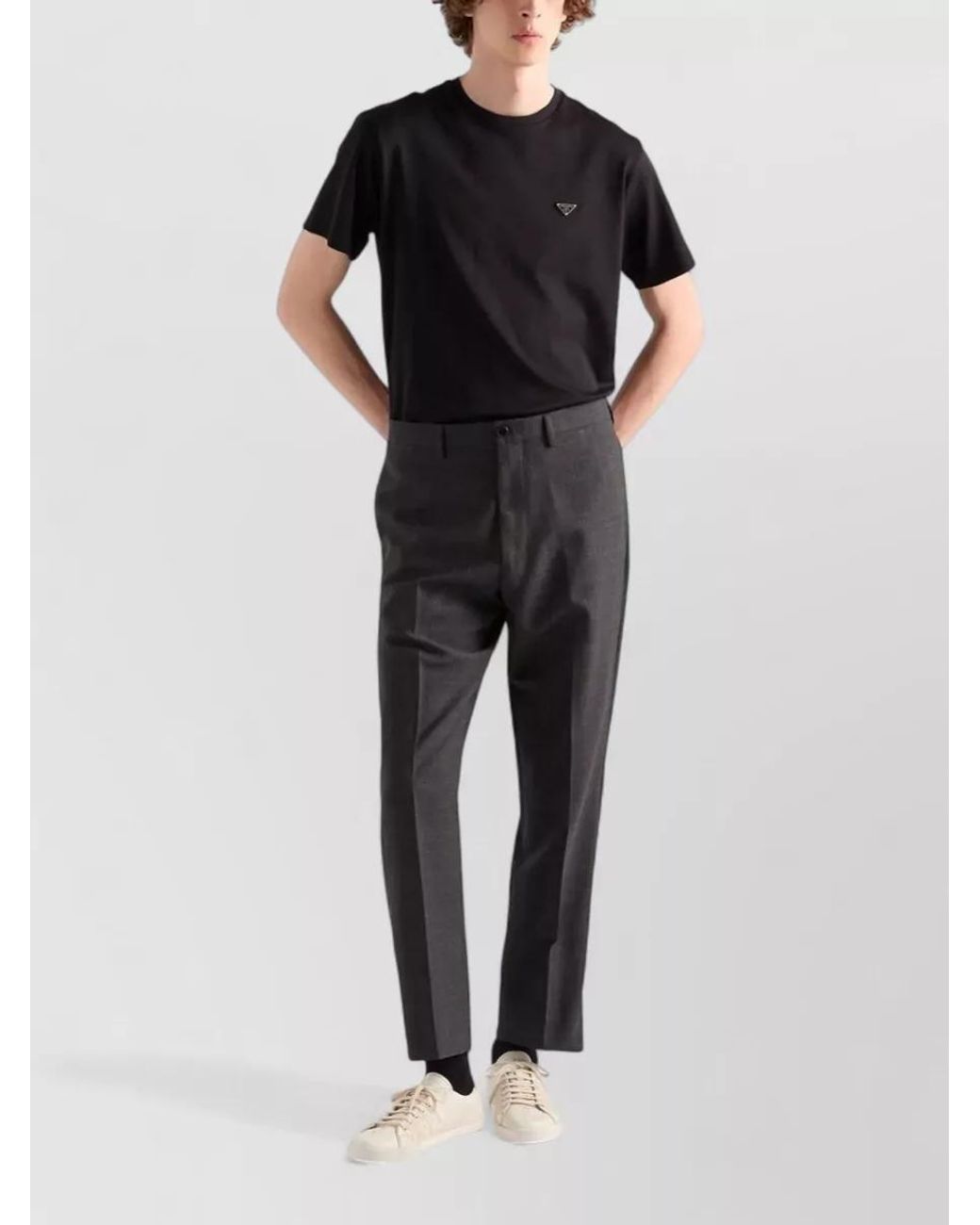 Prada Black Cotton Boxy-Fit Crew-Neck Short-Sleeve T-Shirt for men