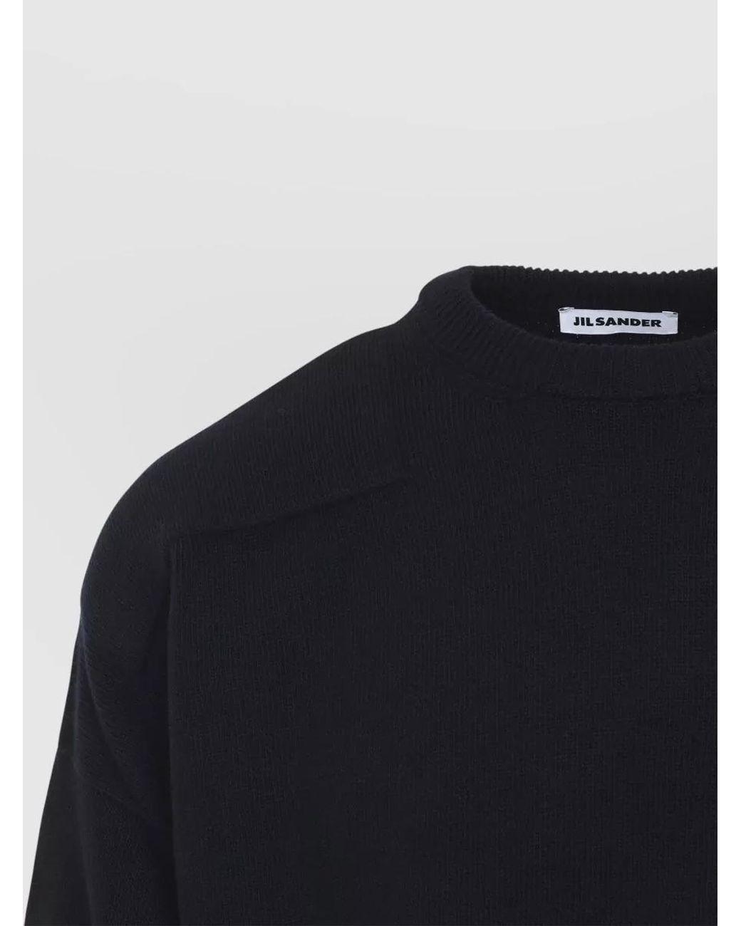 Jil Sander Blue Wool Ribbed Panelled Crew Neck Jumper for men