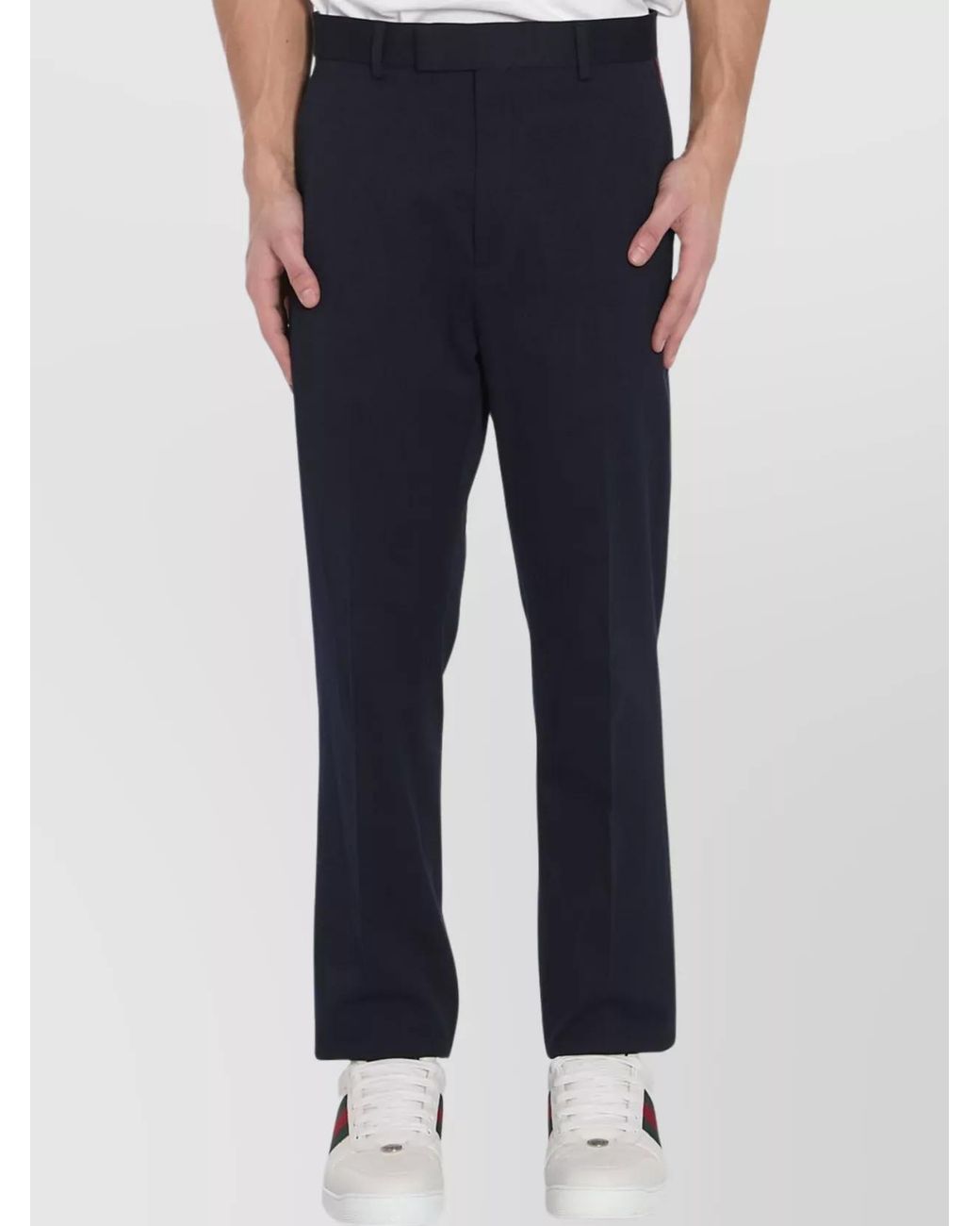 Gucci Blue Cotton Straight-Leg Tailored Trousers for men