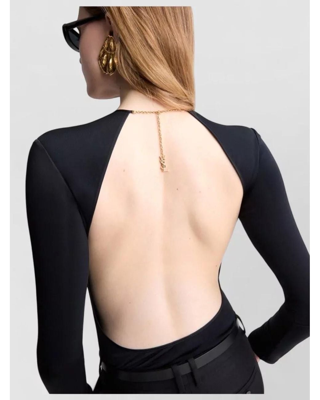 Saint Laurent Black Backless Bodysuit