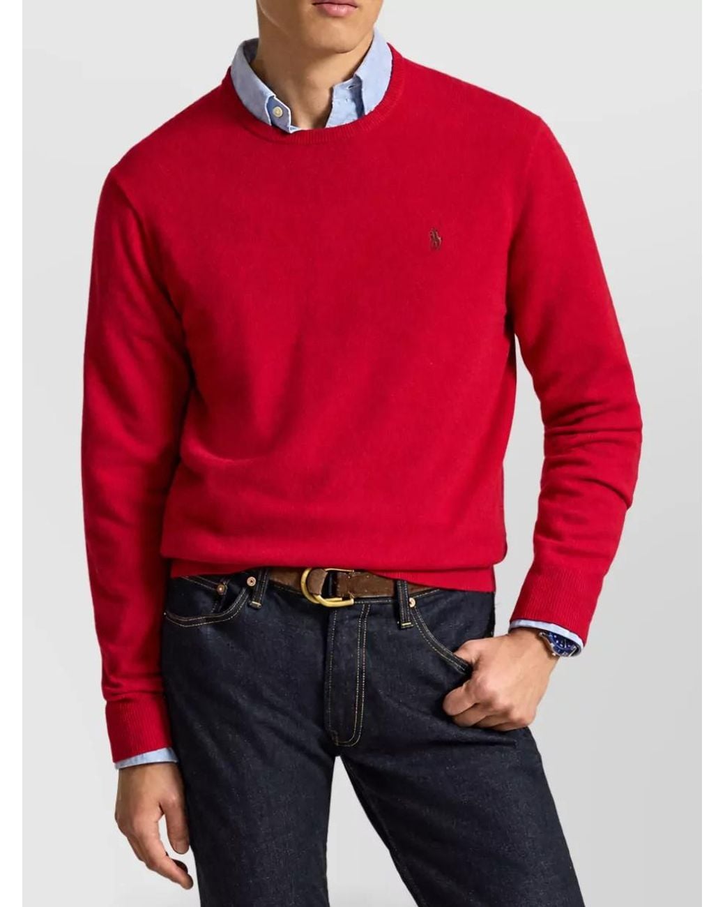 Polo Ralph Lauren Red Wool Long-Sleeve Jumper for men