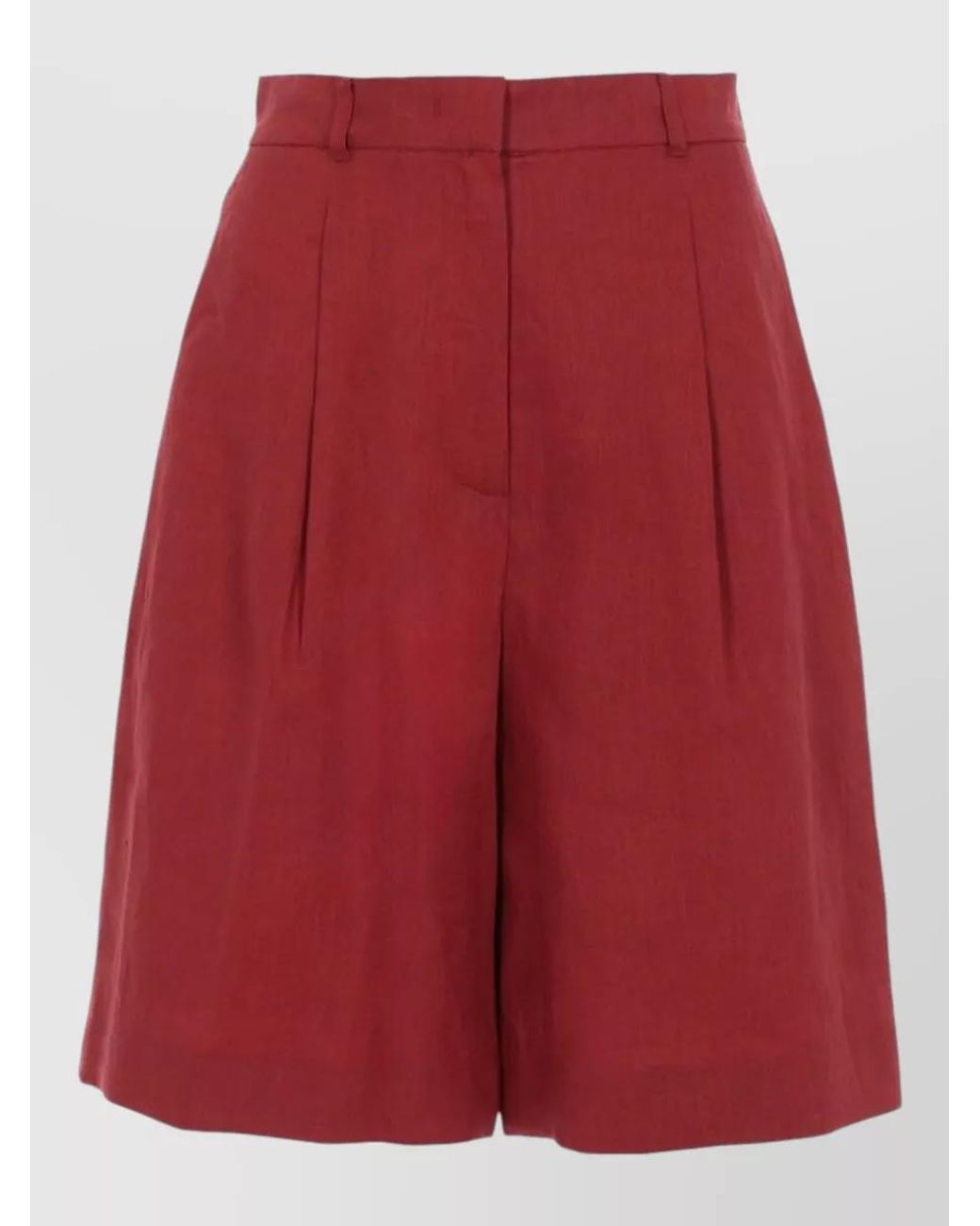 Max Mara Red Linen Wide-Leg Shorts
