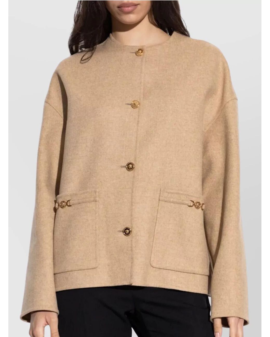 Versace Natural Wool Fitted Jacket