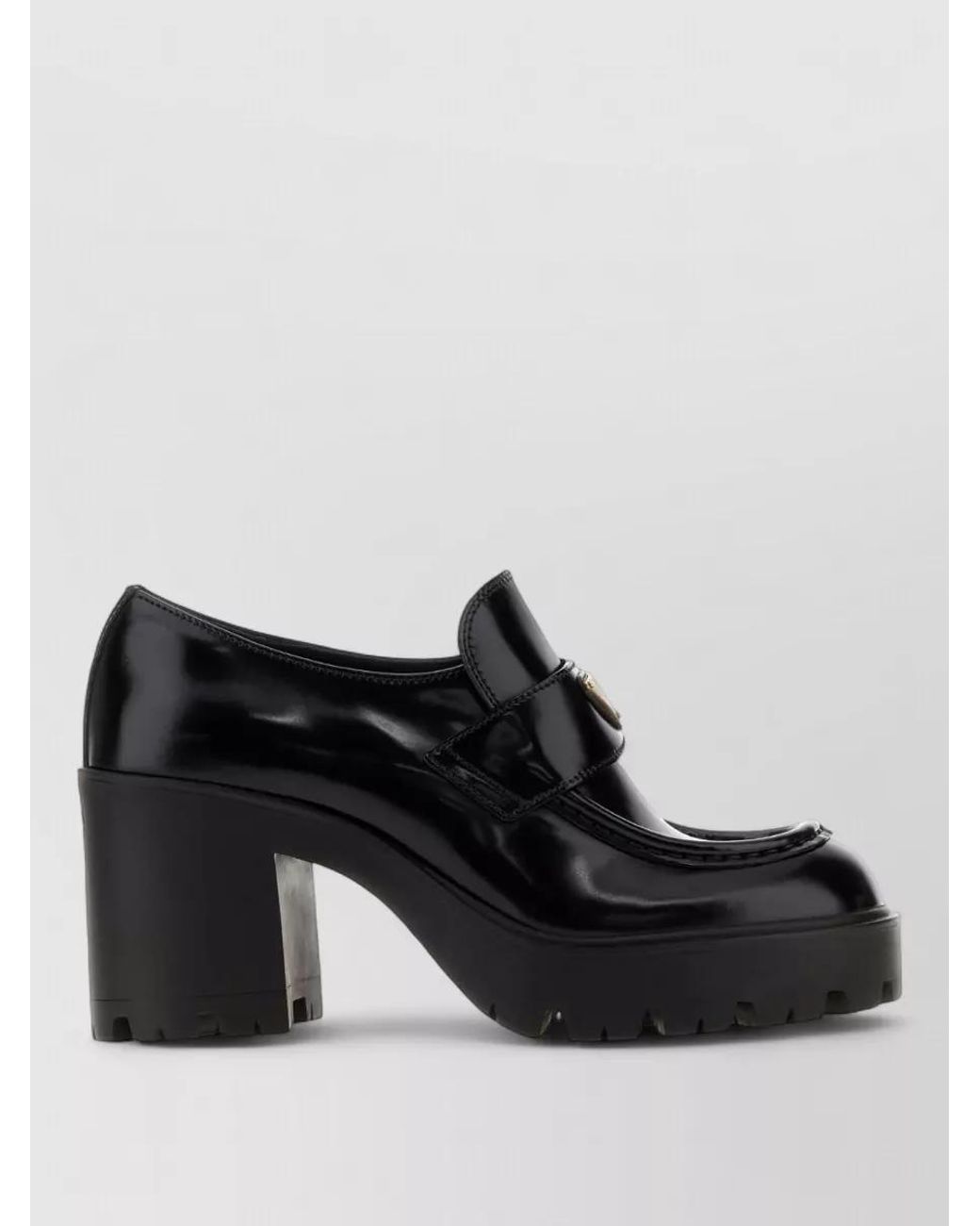 Prada Black Leather Heeled Mules