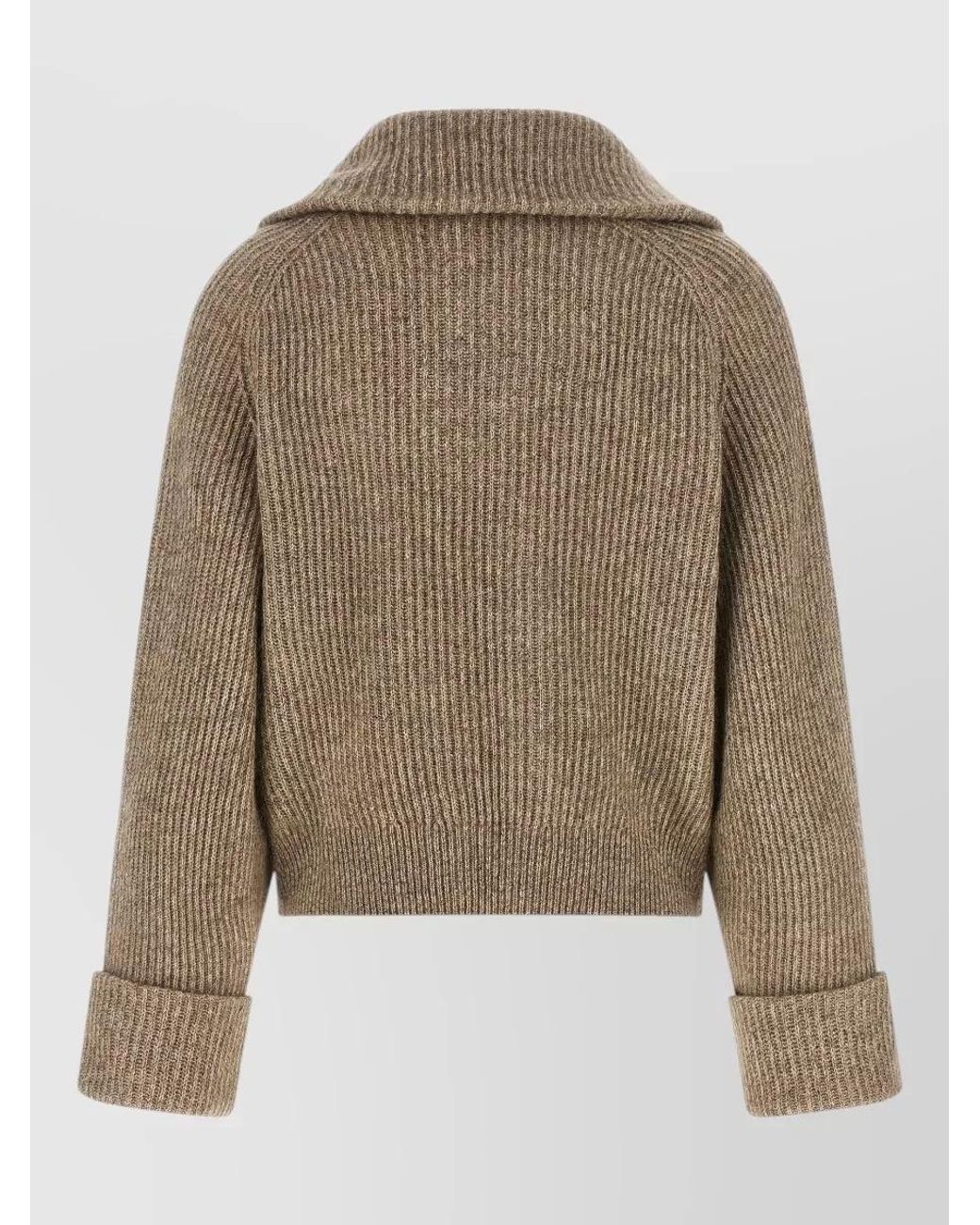 Brunello Cucinelli Natural Cashmere-Blend High-Neck Zip Cardigan