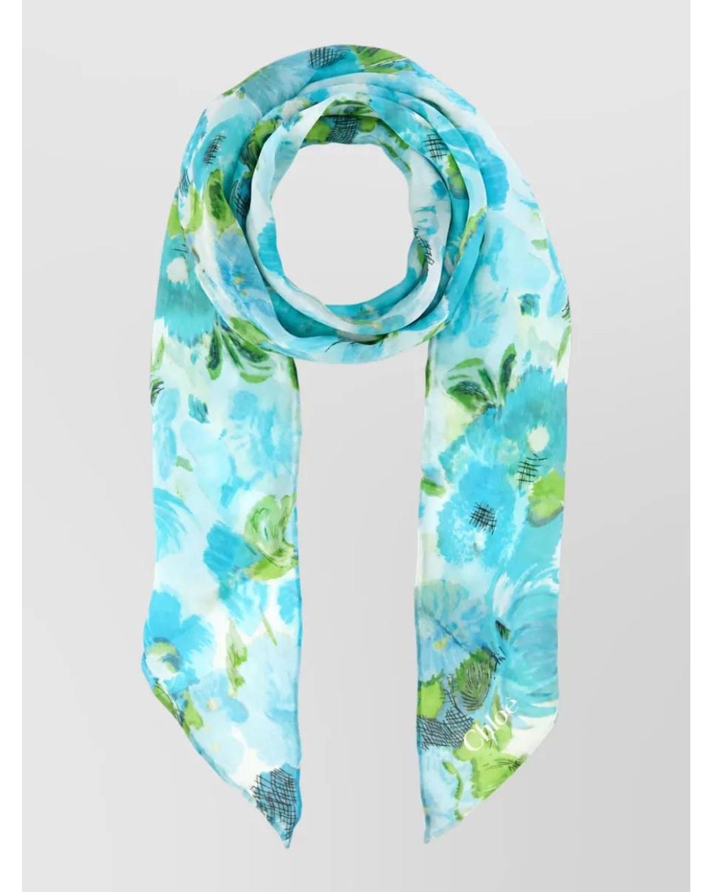 Chloé Blue Silk Printed Foulard