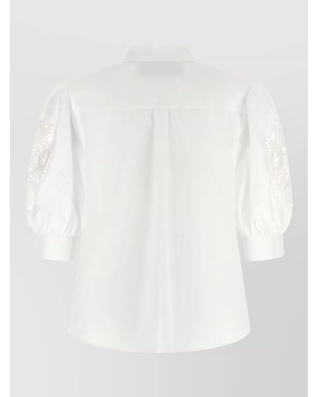 Valentino Garavani White Macramé Insert Short-Sleeve Shirt