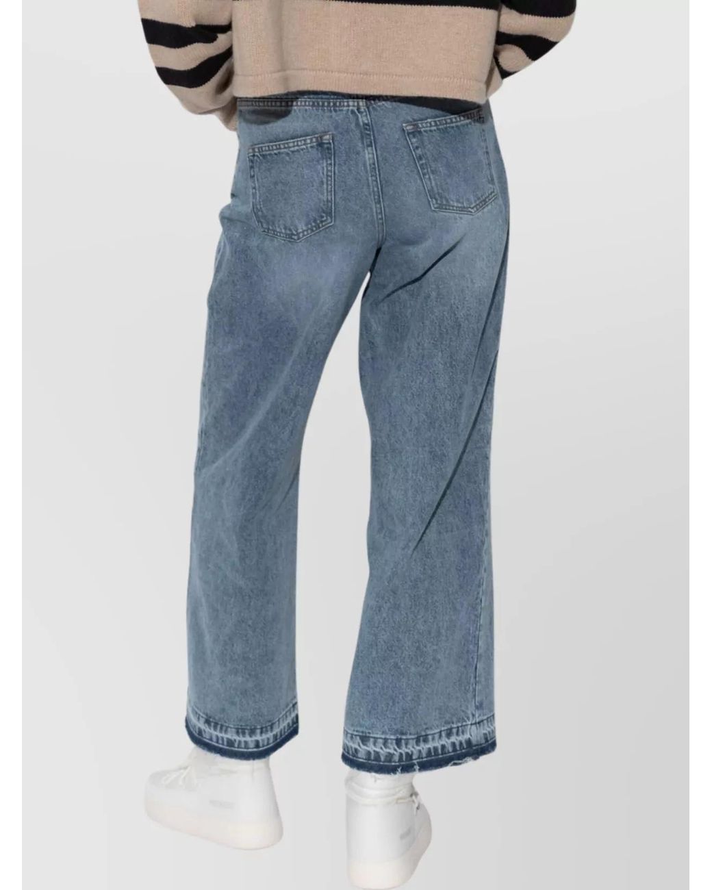 Halfboy Blue Denim Mid-Rise Pleated Wide-Leg Jeans
