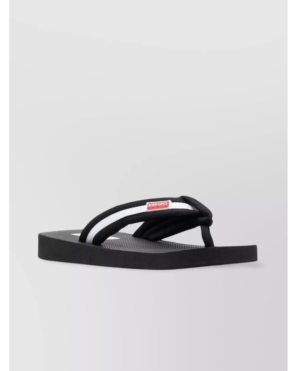 KENZO Black Striped Logo-Patch Slides for men