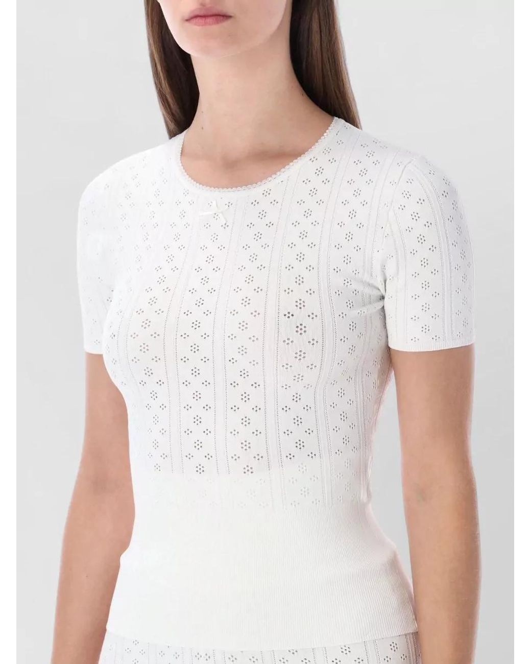J.W. Anderson White Pointelle Knit Short-Sleeve T-Shirt