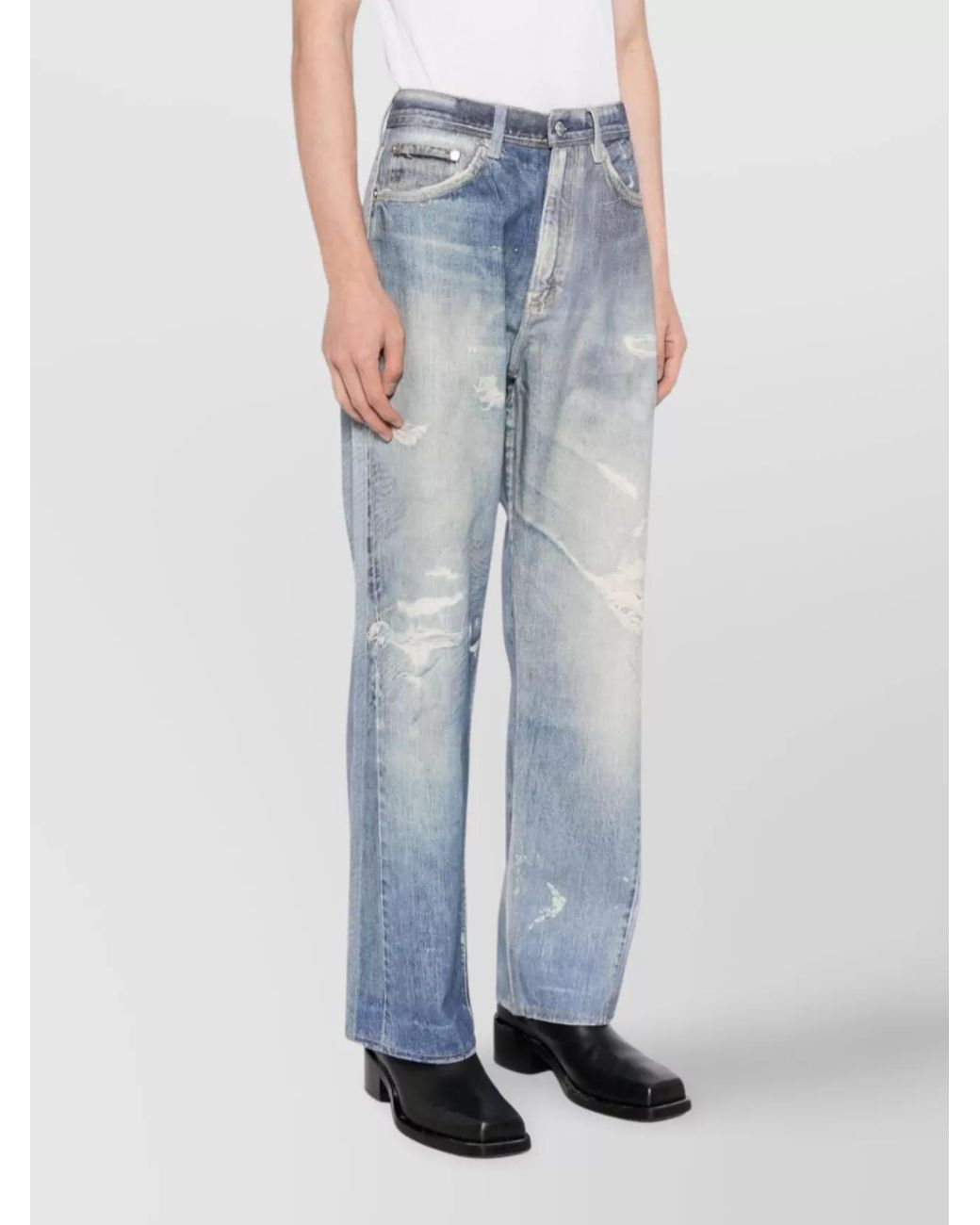 Our Legacy Blue Denim Distressed Wide-Leg Jeans for men
