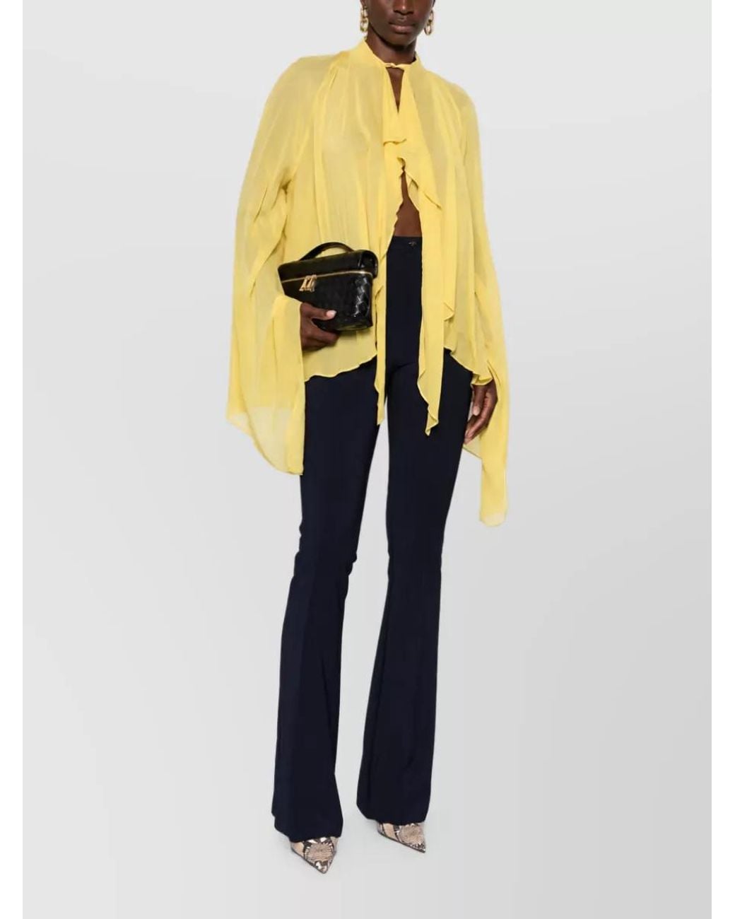 Elisabetta Franchi Blue High-Rise Flared Trousers
