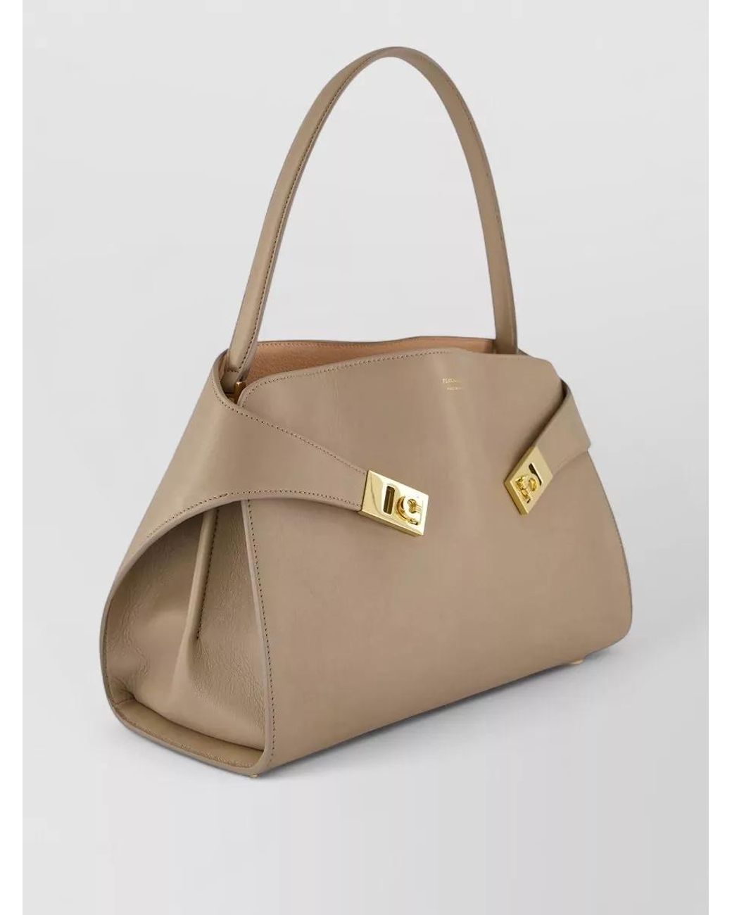 Ferragamo Natural The Hug Bag Medium Leather Tote Bag