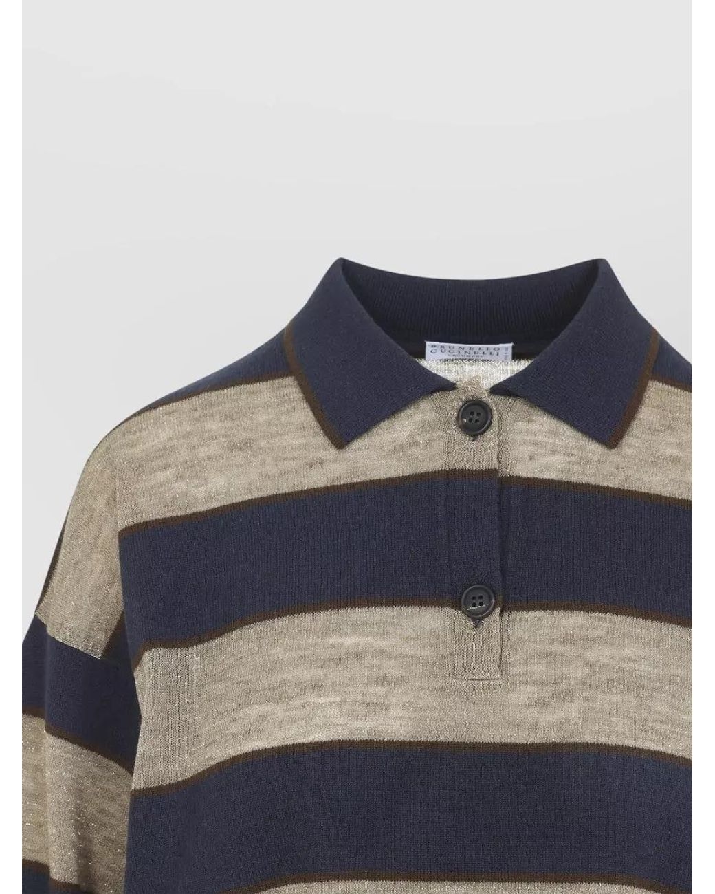 Brunello Cucinelli Blue Half-Button Polo Top