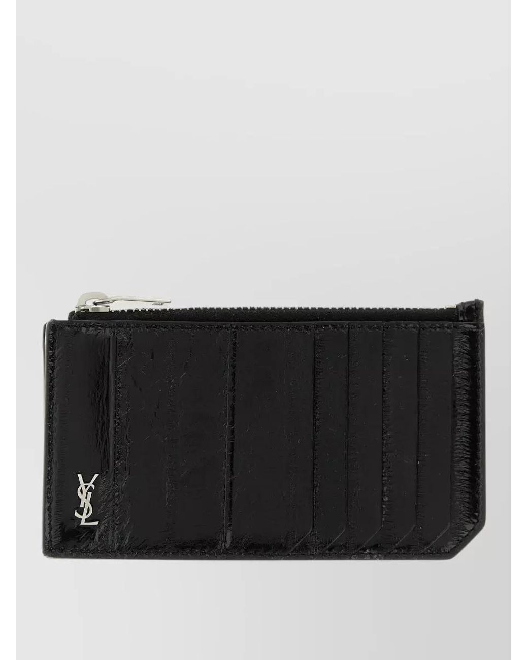 Saint Laurent Black Eel Leather Card Holder for men