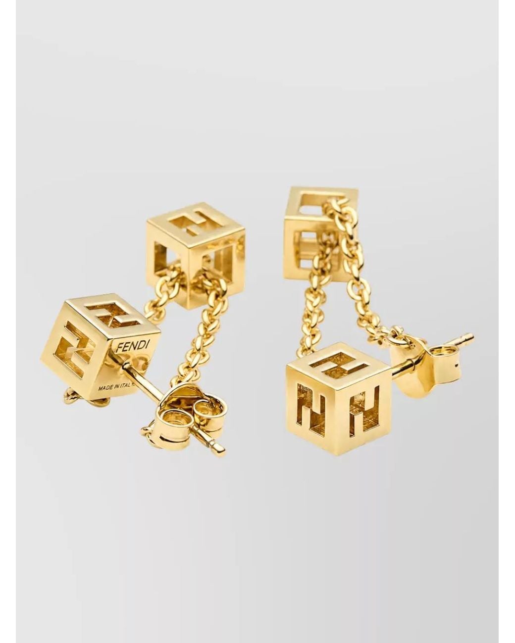 Fendi Metallic Metal Drop Earrings