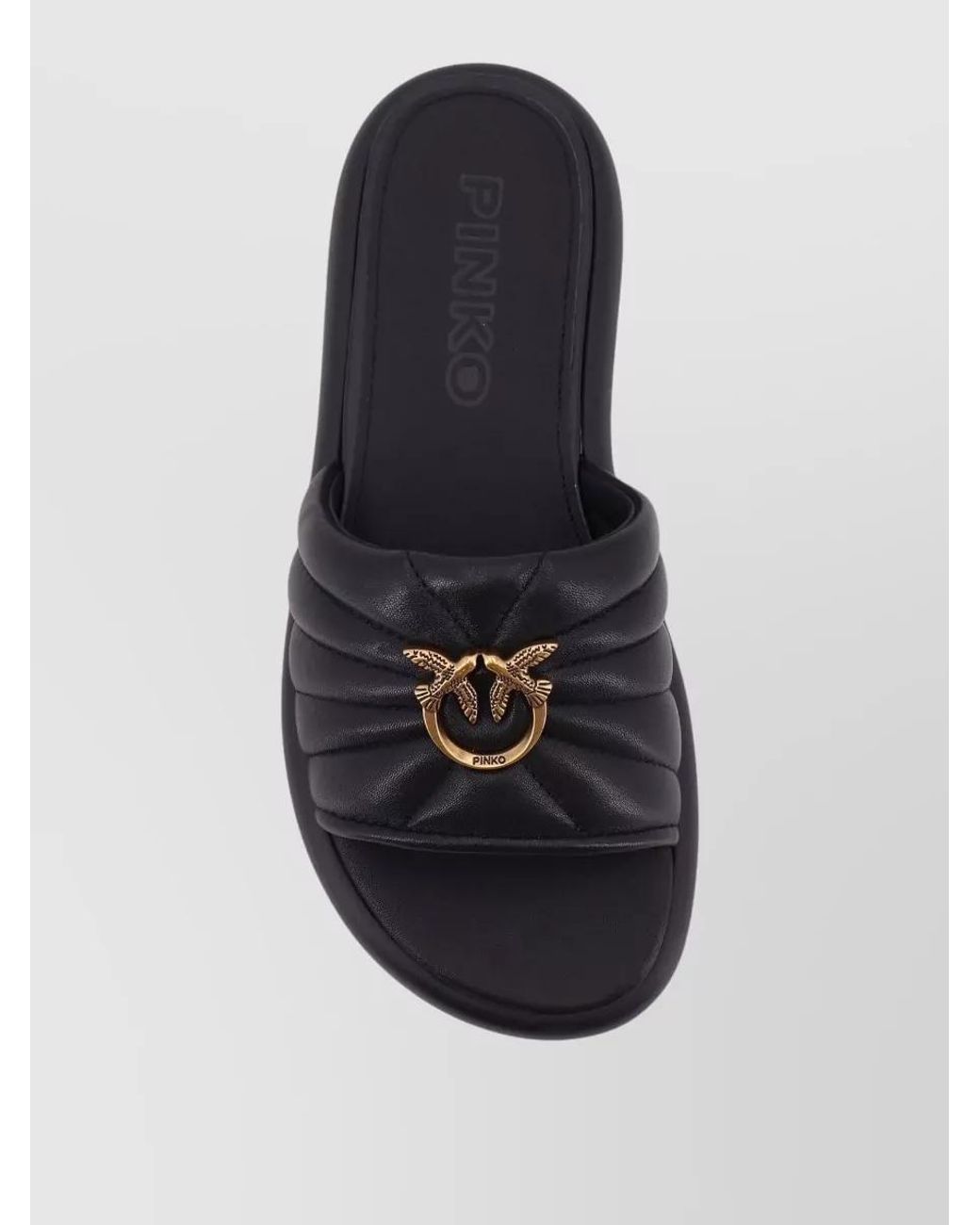 Pinko Black Leather Slides