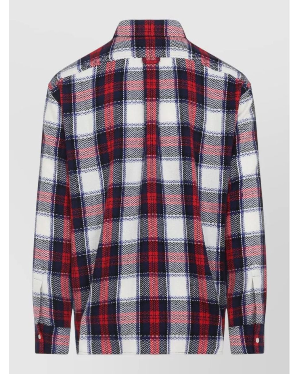 Céline Red Checked Cashmere Long-Sleeve Overshirt for men
