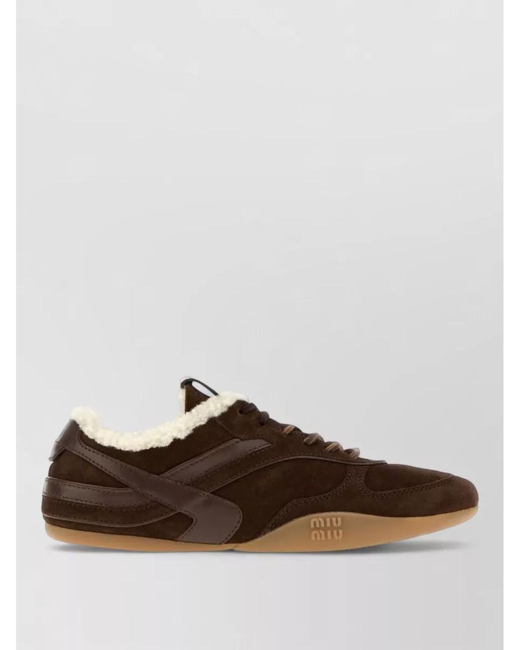Miu Miu Brown Suede Leather Low-Top Sneakers