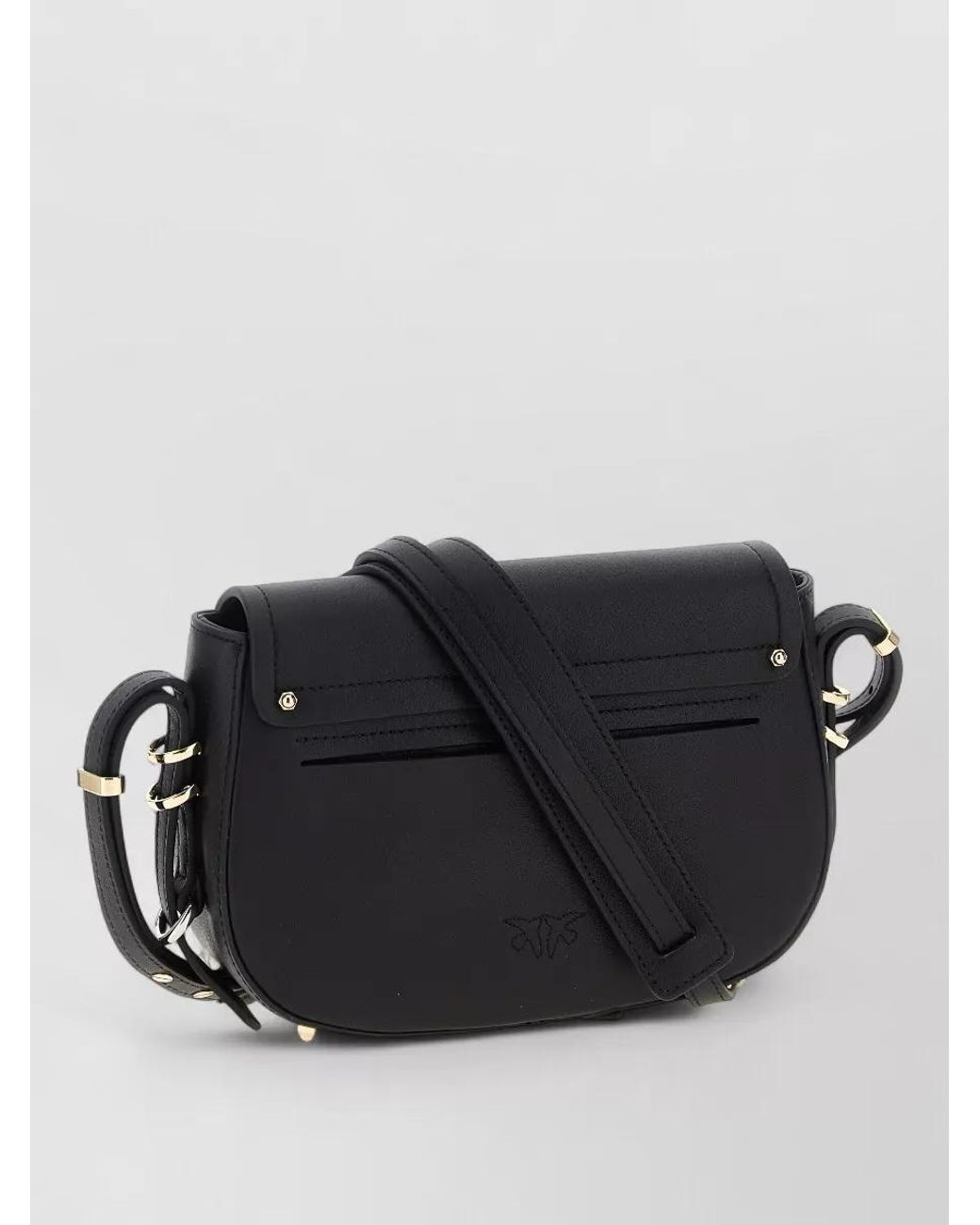 Pinko Black Mini Calfskin Leather Shoulder Bag