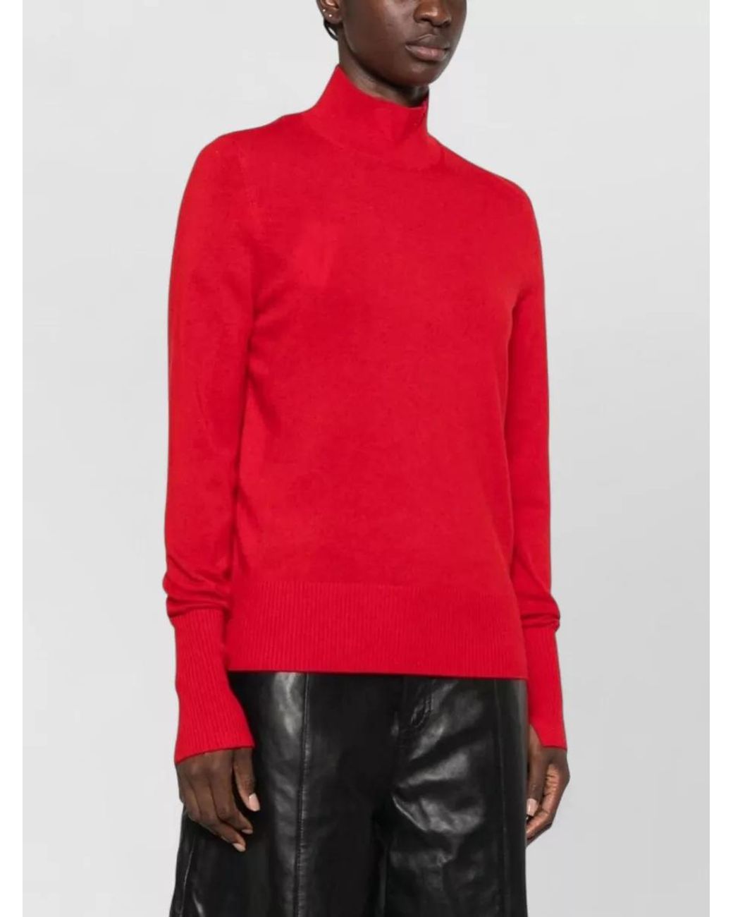 Pinko Red Cashmere Wool Crewneck Sweater