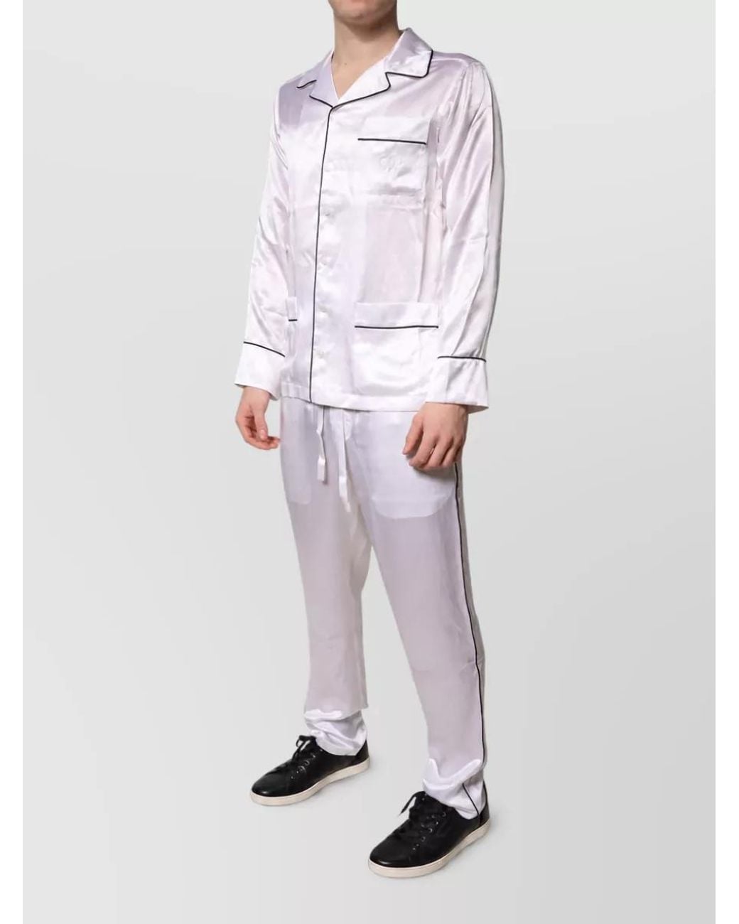 Dolce & Gabbana White Silk Pajama Set for men