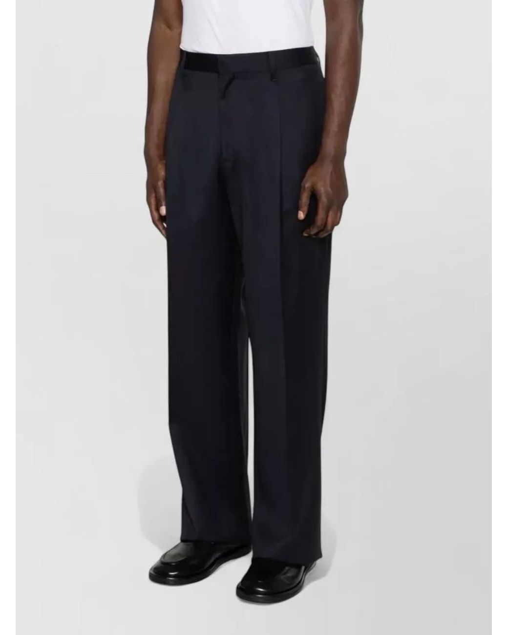 Lardini Blue Wool Pleated Wide-Leg Trousers for men