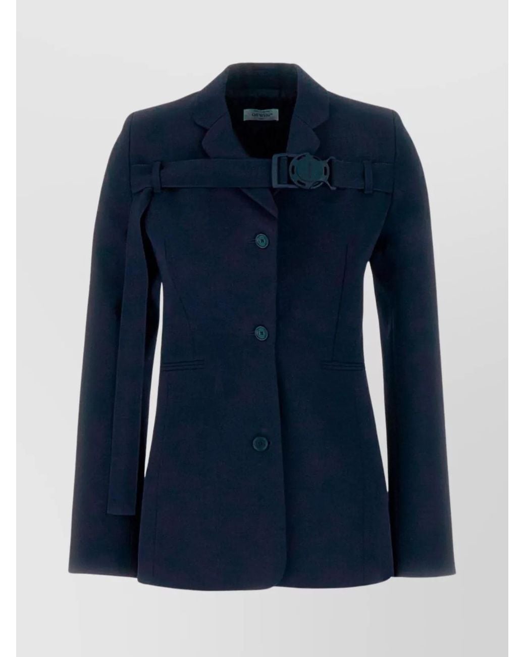 Off-White c/o Virgil Abloh Blue Wool Belted Single-Breasted Blazer