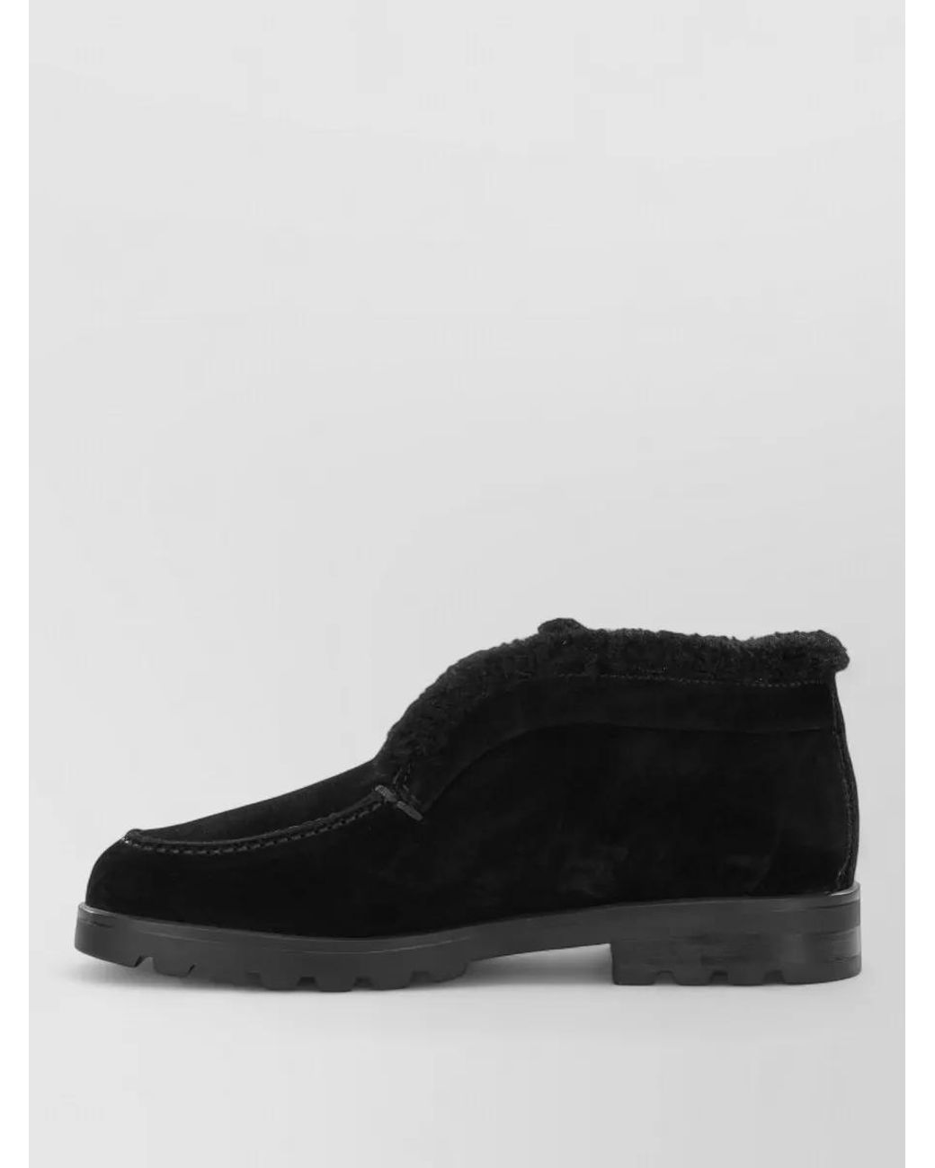 Santoni Black Suede Leather Desert Loafers