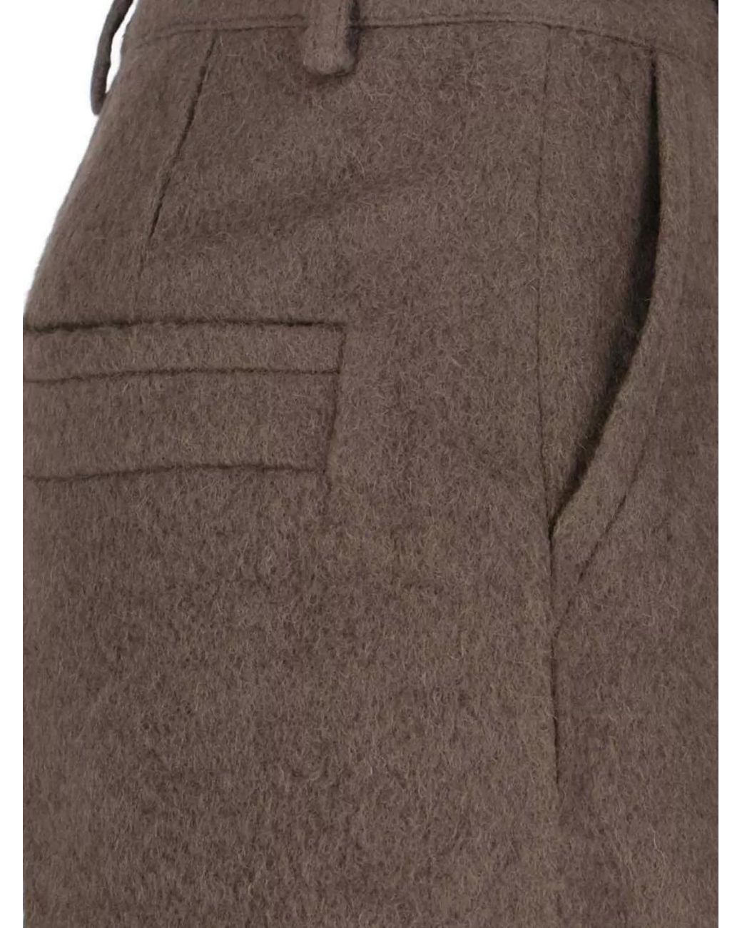 Low Classic Brown Wool Alpaca Wide-Leg Trousers