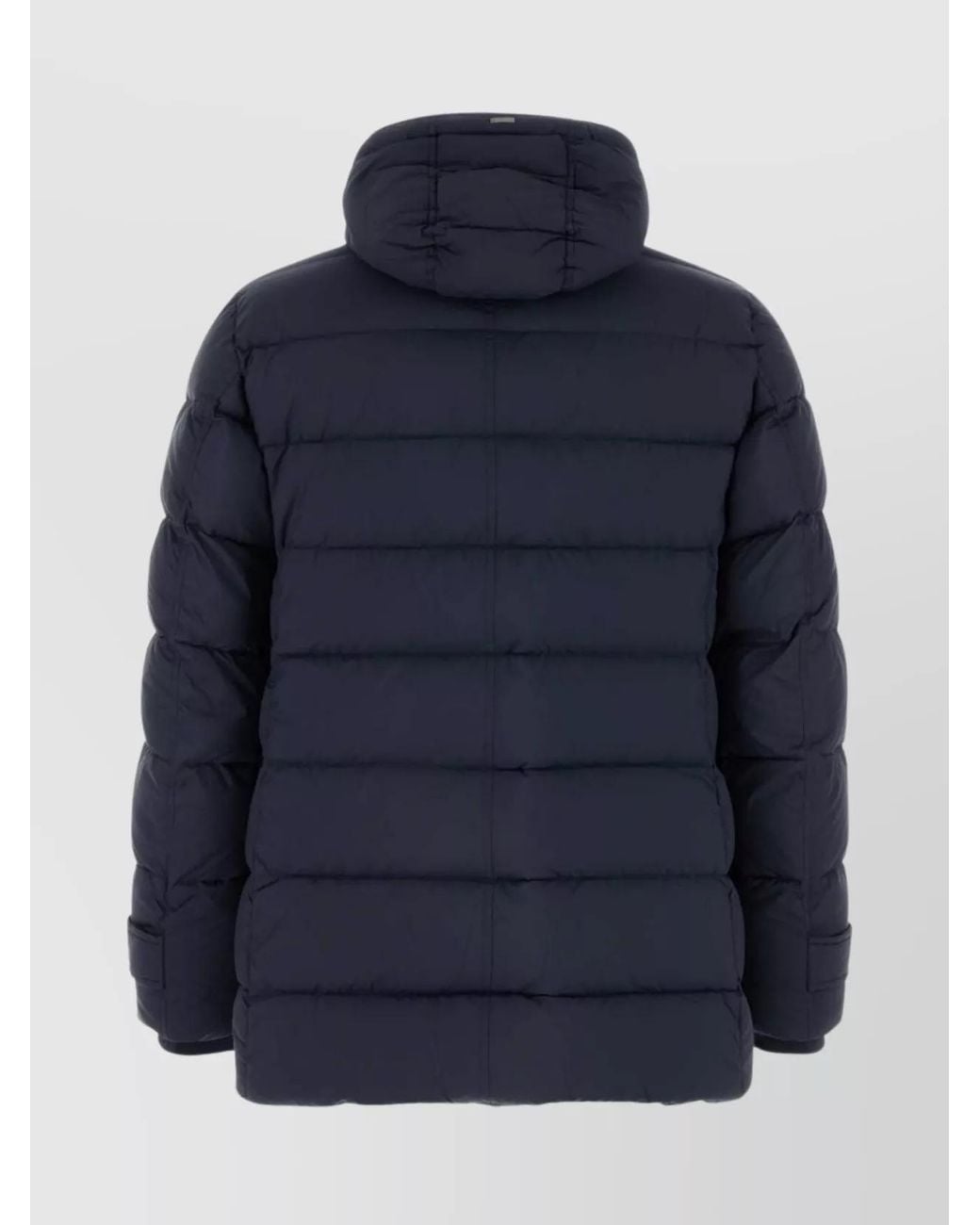 Herno Blue Nylon Quilted Hooded Down Jacket for men