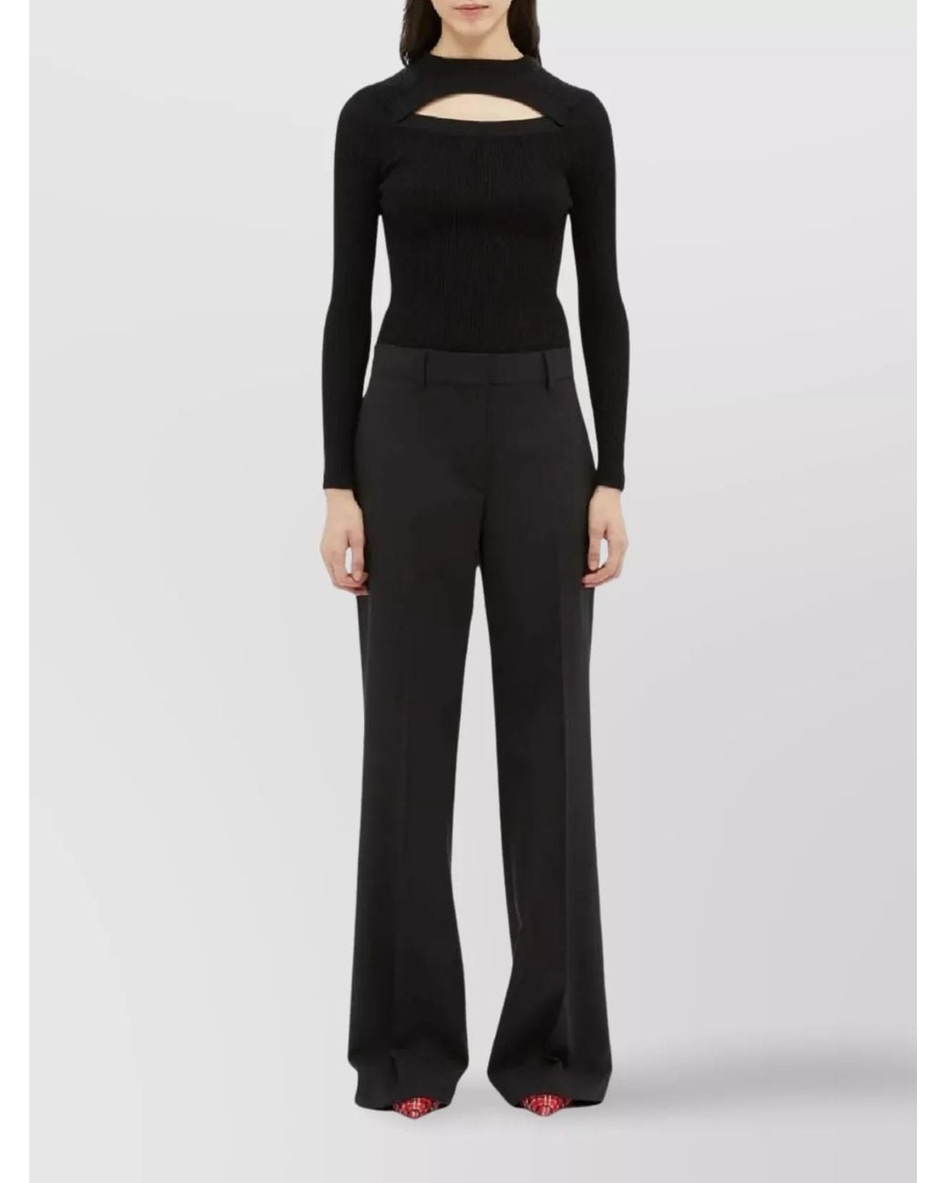 MSGM Blue Virgin Wool Wide-Leg Trousers
