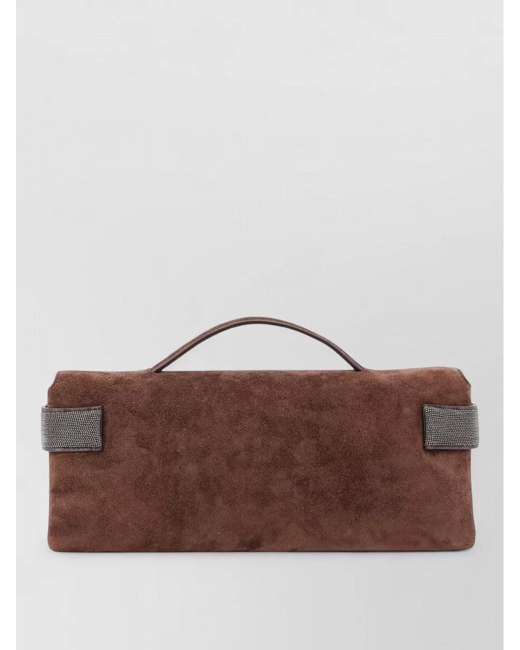 Brunello Cucinelli Brown Monili Suede Clutch Bag