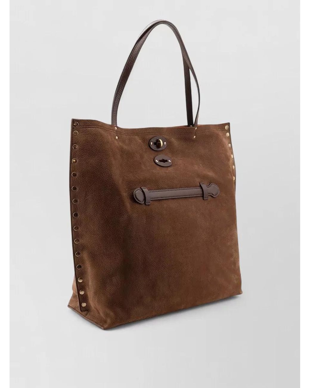 Zanellato Brown Leather Studded Tote Bag