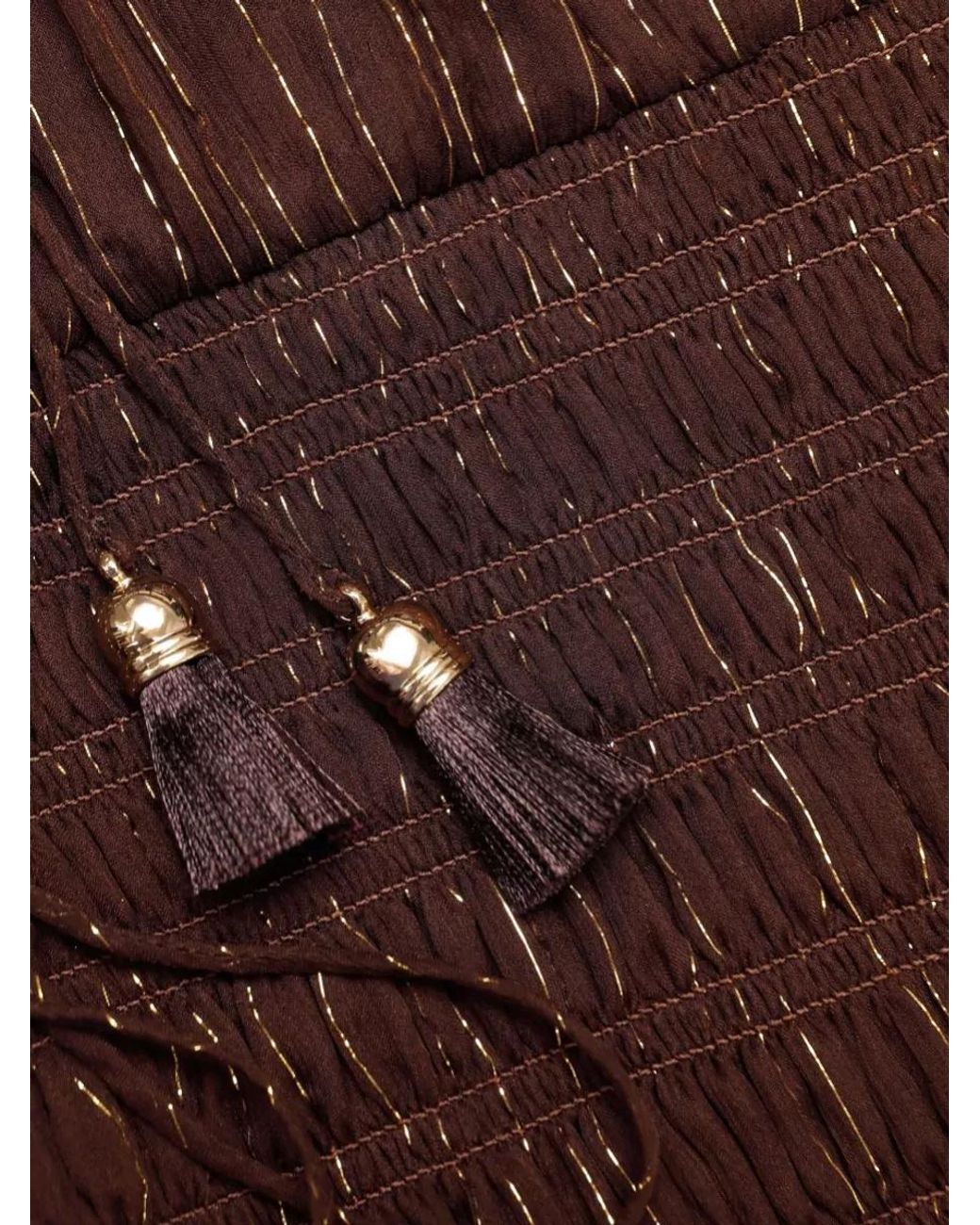 Self-Portrait Brown Silk Off-Shoulder Maxi Dress