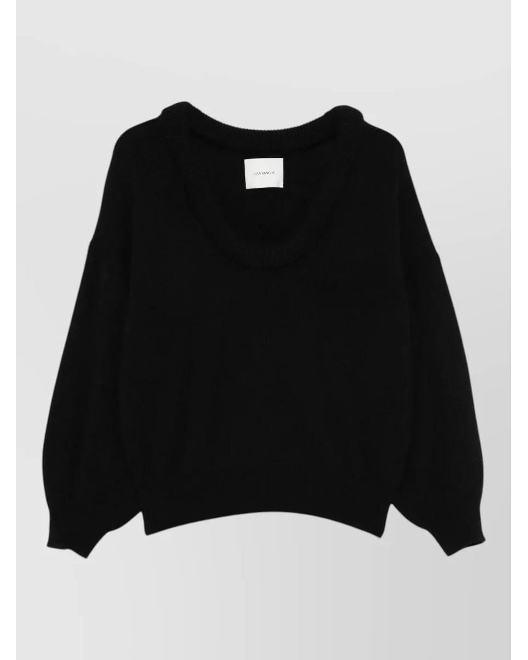 Lisa Yang Black Cashmere Off-Shoulder Long-Sleeve Sweatshirt