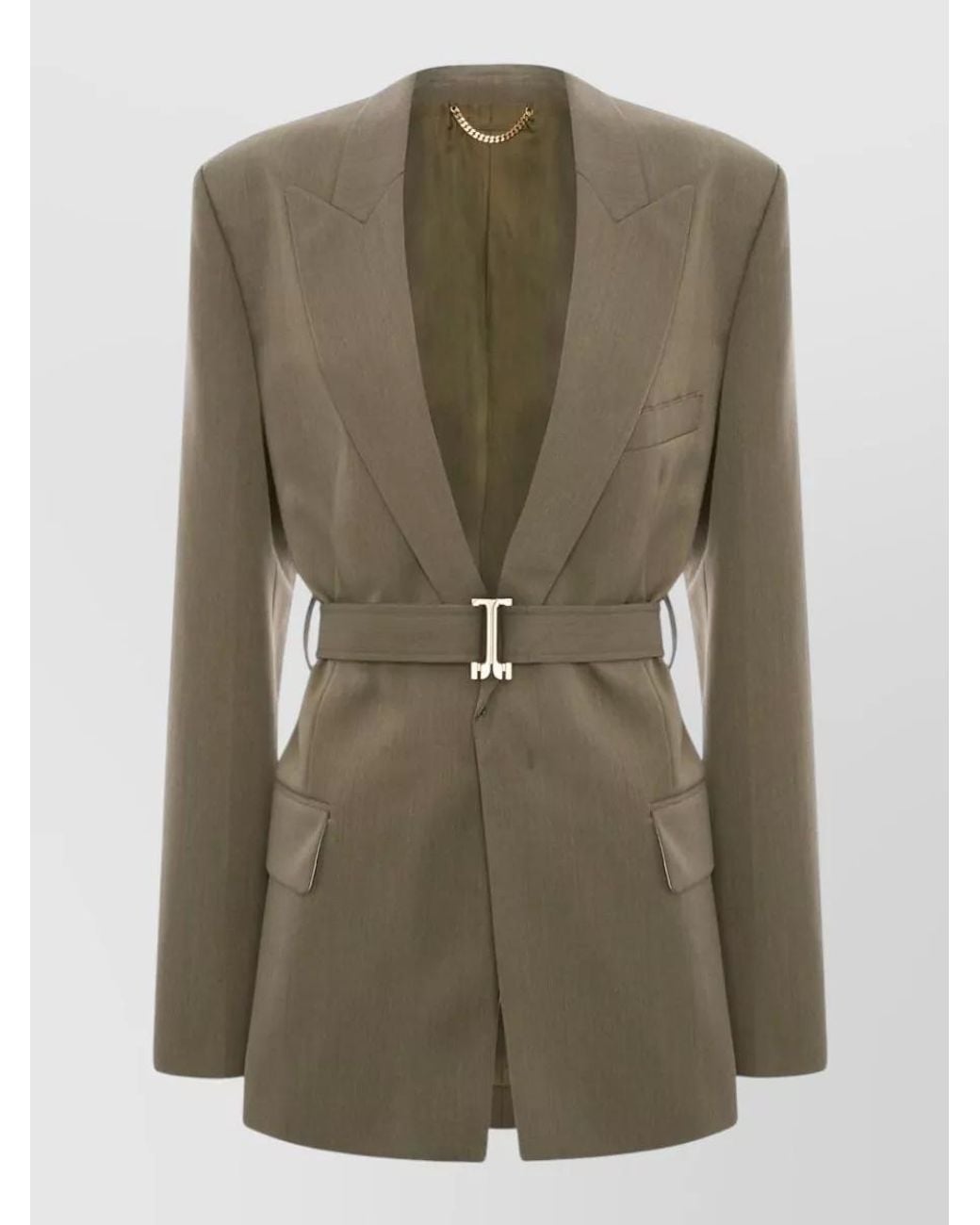 Victoria Beckham Green Belted Tailored Blazer