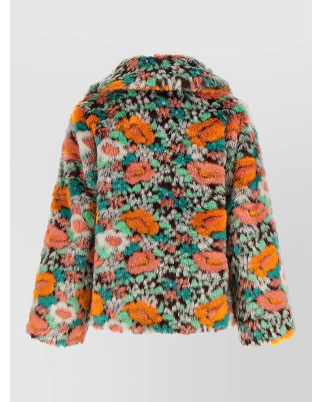 Farm Rio Multicolor Faux Fur Floral-Print Coat