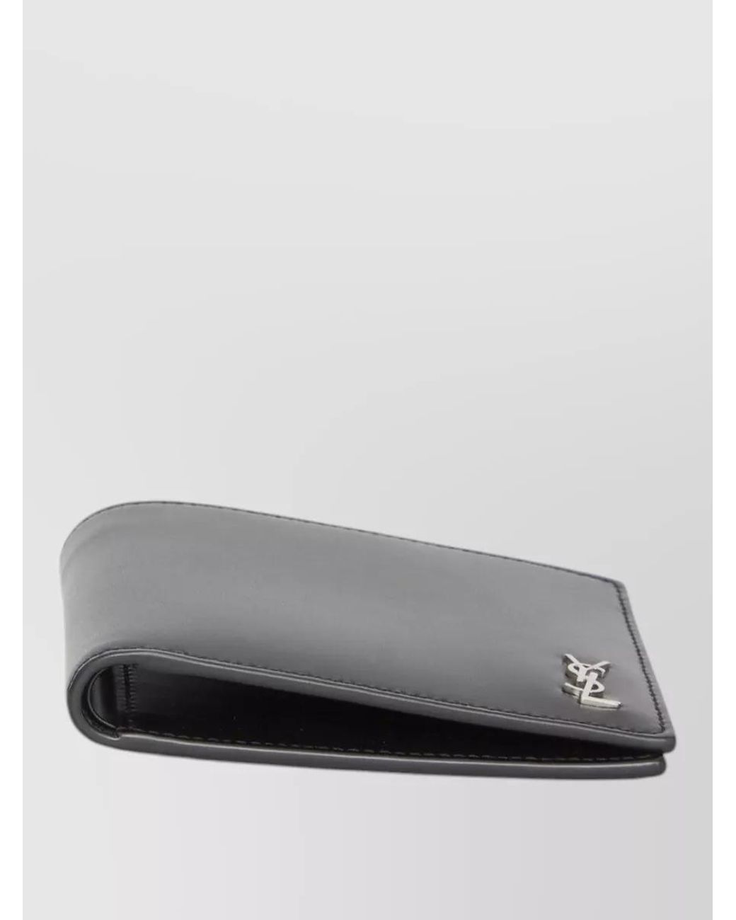 Saint Laurent Gray Leather Tiny Cassandre Wallet for men