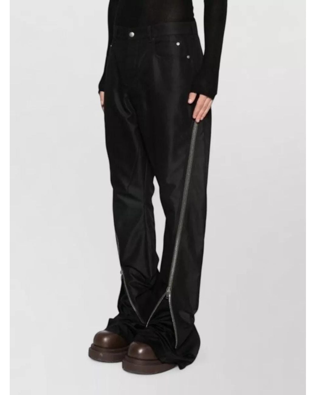 Rick Owens Black Cotton Relaxed-Fit Straight-Leg Trousers for men