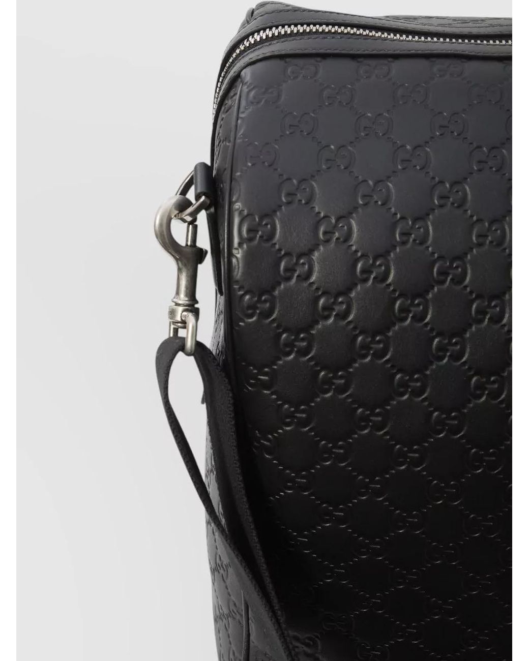 Gucci Black Gg Enblem Large Leather Duffle Bag