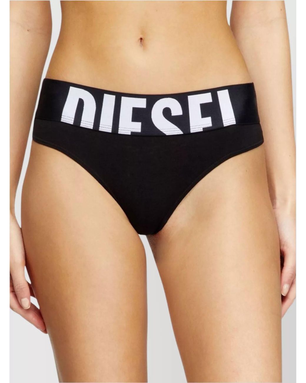 DIESEL Black Cotton Thong Briefs 3-Pack