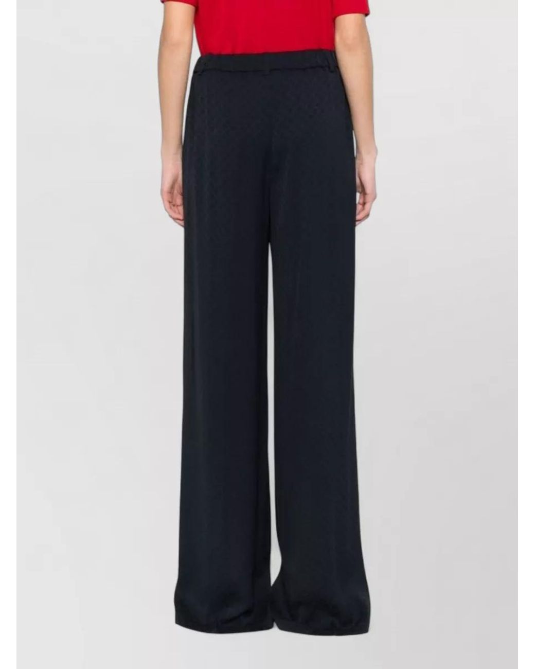 Gucci Blue Silk Blend Diamond-Jacquard Wide-Leg Trousers