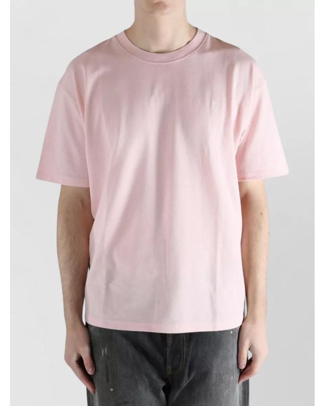 Saint Laurent Pink Piqué Oversized T-Shirt for men