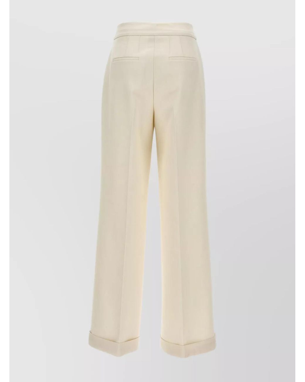 Kiton Natural Virgin Wool Wide-Leg Trousers